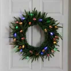 24 In. Pre-Lit Luxembourg Pine Artificial Christmas Wreath With 35-Multicolored Traditional Bulb LED Lights 29 24 In. Pre-Lit Luxembourg Pine Artificial Christmas Wreath With 35-Multicolored Traditional Bulb LED Lights -Christmas Decor Shop nearly natural christmas wreaths w1383 fa 1000 1