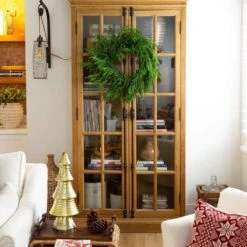 24 In. Artificial Real Touch Norfolk Island Pine Wreath With Natural Look -Christmas Decor Shop nearly natural christmas wreaths w1396 31 1000