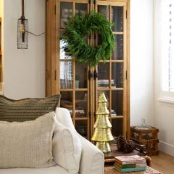 24 In. Artificial Real Touch Norfolk Island Pine Wreath With Natural Look -Christmas Decor Shop nearly natural christmas wreaths w1396 44 1000