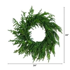 24 In. Artificial Real Touch Norfolk Island Pine Wreath With Natural Look -Christmas Decor Shop nearly natural christmas wreaths w1396 c3 1000