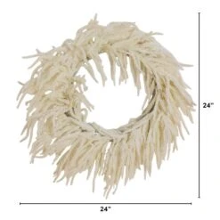 24 In. Artificial Real Touch White Norfolk Island Pine Wreath With Natural Look -Christmas Decor Shop nearly natural christmas wreaths w1403 c3 1000