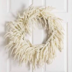 24 In. Artificial Real Touch White Norfolk Island Pine Wreath With Natural Look -Christmas Decor Shop nearly natural christmas wreaths w1403 fa 1000