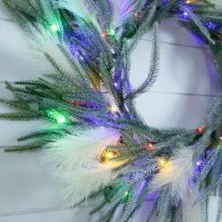 24 In. Artificial Balsam Fir Pine And Pampas Wreath With 50-Color Changing LED Lights -Christmas Decor Shop nearly natural christmas wreaths w1405 44 1000