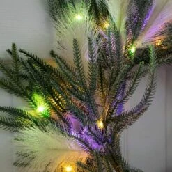 24 In. Artificial Balsam Fir Pine And Pampas Wreath With 50-Color Changing LED Lights -Christmas Decor Shop nearly natural christmas wreaths w1405 66 1000