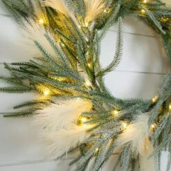 24 In. Artificial Balsam Fir Pine And Pampas Wreath With 50-Color Changing LED Lights -Christmas Decor Shop nearly natural christmas wreaths w1405 76 1000