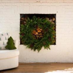 30 In. Artificial Norfolk Mixed Pine Wreath With Pinecones -Christmas Decor Shop nearly natural christmas wreaths w1406 31 1000