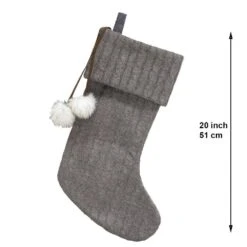 20 In. Gray Cable Knit Christmas Stocking With Faux Fur Pom Poms 3-pack -Christmas Decor Shop new traditions simplify your holiday christmas stockings 1209334 3dd3 4f 1000