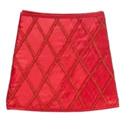 New Traditions 26 In Red Satin Christmas Tree Collar With Red Glitter Lattice Pattern -Christmas Decor Shop new traditions simplify your holiday christmas tree collars 2265082 3dd fa 1000