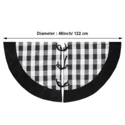 48 In. Black And White Buffalo Plaid Christmas Tree Skirt With Black Velvet Cuff 8 48 In. Black And White Buffalo Plaid Christmas Tree Skirt With Black Velvet Cuff -Christmas Decor Shop new traditions simplify your holiday christmas tree skirts 2487133 1dd 4f 1000