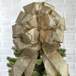 Large Gold Glitter Ribbon Christmas Tree Topper Bow And 12 Mini Bows (13-Pieces) -Christmas Decor Shop new traditions simplify your holiday christmas tree toppers 49995113dd 1f 1000