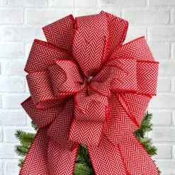 New Traditions 53 In Red Herringbone Print Christmas Tree Topper With 12 Matching Mini Bows -Christmas Decor Shop new traditions simplify your holiday christmas tree toppers 49995116dd 1f 1000