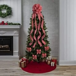 New Traditions 53 In Red Herringbone Print Christmas Tree Topper With 12 Matching Mini Bows -Christmas Decor Shop new traditions simplify your holiday christmas tree toppers 49995116dd 44 1000