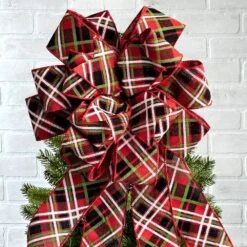 53 In. Classic Red Plaid Bow Christmas Tree Topper With 12 Matching Mini Bows -Christmas Decor Shop new traditions simplify your holiday christmas tree toppers 49995118dd 1f 1000