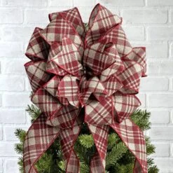 Linen And Red Berry Large Plaid Ribbon Christmas Tree Topper Bow And 12 Mini Bows (13-Pieces) -Christmas Decor Shop new traditions simplify your holiday christmas tree toppers 49995121dd 1f 1000