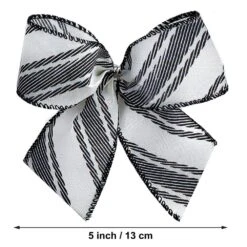 Ivory And Black Large Ivory Ribbon Christmas Tree Topper Bow And 12 Mini Bows, Stripe Print (13-Pieces) -Christmas Decor Shop new traditions simplify your holiday christmas tree toppers 49995126dd 4f 1000