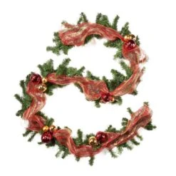 9 Ft. Green Battery Operated Pre-Lit Warm White LED Noble Fir Pre-Decorated Artificial Christmas Garland -Christmas Decor Shop noble house christmas garland 70157 44 1000