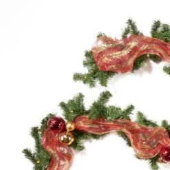 9 Ft. Green Battery Operated Pre-Lit Warm White LED Noble Fir Pre-Decorated Artificial Christmas Garland -Christmas Decor Shop noble house christmas garland 70157 c3 1000