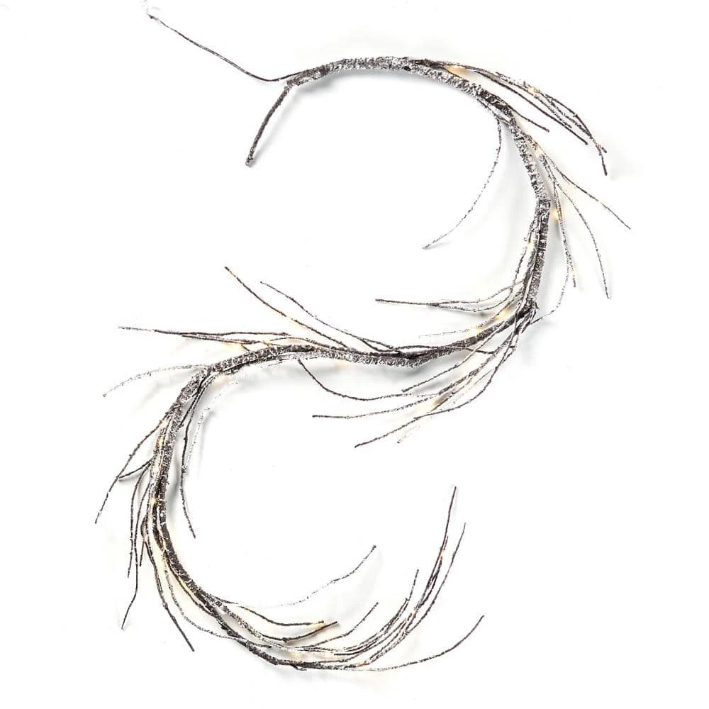 6 Ft. Snowy White Battery Operated Pre-Lit Warm White LED Artificial Christmas Garland 3 6 Ft. Snowy White Battery Operated Pre-Lit Warm White LED Artificial Christmas Garland