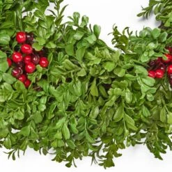 Senoia 26 In. Artificial Boxwood And Berries Wreath -Christmas Decor Shop noble house christmas wreaths 104478 1f 1000