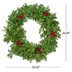Senoia 26 In. Artificial Boxwood And Berries Wreath -Christmas Decor Shop noble house christmas wreaths 104478 c3 1000
