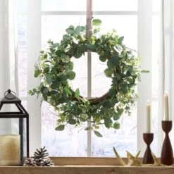 Potvin 22 In. Floral Eucalyptus Artificial Christmas Wreath -Christmas Decor Shop noble house christmas wreaths 107796 31 1000