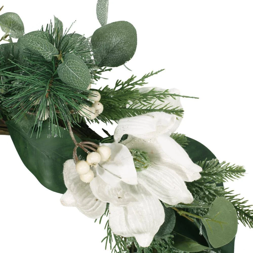 Torelli 21.75 In. Eucalyptus And Pine Artificial Christmas Wreath With Magnolias 8 Torelli 21.75 In. Eucalyptus And Pine Artificial Christmas Wreath With Magnolias - Image 6