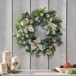 Torelli 21.75 In. Eucalyptus And Pine Artificial Christmas Wreath With Magnolias 19 Torelli 21.75 In. Eucalyptus And Pine Artificial Christmas Wreath With Magnolias -Christmas Decor Shop noble house christmas wreaths 107801 31 1000