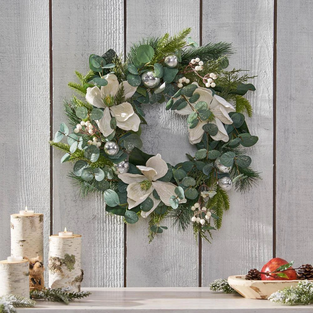 Torelli 21.75 In. Eucalyptus And Pine Artificial Christmas Wreath With Magnolias 11 Torelli 21.75 In. Eucalyptus And Pine Artificial Christmas Wreath With Magnolias - Image 9
