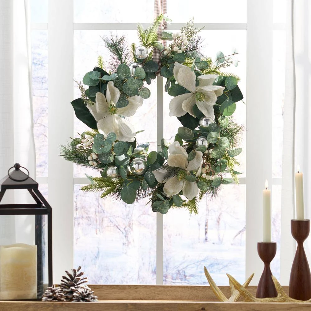 Torelli 21.75 In. Eucalyptus And Pine Artificial Christmas Wreath With Magnolias 9 Torelli 21.75 In. Eucalyptus And Pine Artificial Christmas Wreath With Magnolias - Image 7