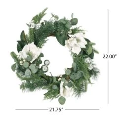 Torelli 21.75 In. Eucalyptus And Pine Artificial Christmas Wreath With Magnolias 18 Torelli 21.75 In. Eucalyptus And Pine Artificial Christmas Wreath With Magnolias -Christmas Decor Shop noble house christmas wreaths 107801 fa 1000