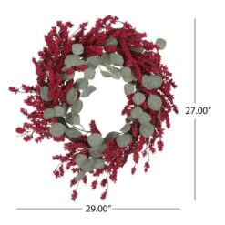Donway 29 In. Eucalyptus Artificial Christmas Wreath With Berries -Christmas Decor Shop noble house christmas wreaths 107804 44 1000