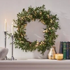 Mariette 29 In. Snowberry Artificial Christmas Wreath -Christmas Decor Shop noble house christmas wreaths 107822 31 1000