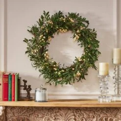 Mariette 29 In. Snowberry Artificial Christmas Wreath -Christmas Decor Shop noble house christmas wreaths 107822 44 1000