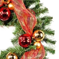 24 In. Pre-Lit LED Artificial Christmas Wreath With Gold And Red Ornaments 15 24 In. Pre-Lit LED Artificial Christmas Wreath With Gold And Red Ornaments -Christmas Decor Shop noble house christmas wreaths 70156 fa 1000