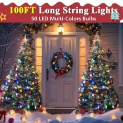 100 Ft. 50 LED Indoor Outdoor String Light For House Roof Patio Tree, Multicolor -Christmas Decor Shop nordic hygge christmas string lights b0c8b345bt 1f 1000