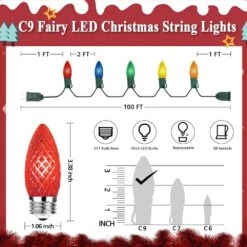 100 Ft. 50 LED Indoor Outdoor String Light For House Roof Patio Tree, Multicolor -Christmas Decor Shop nordic hygge christmas string lights b0c8b345bt fa 1000