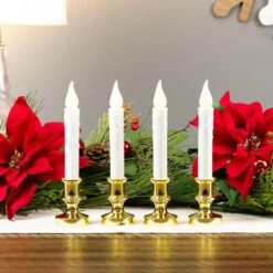 Northlight Set Of 4 Battery Operated LED Flickering Window Christmas Candle Lamp With Timer 8.5 In. -Christmas Decor Shop northlight christmas candles 32912616 31 1000