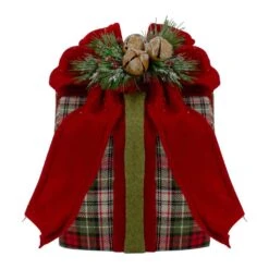 Northlight 9 In. Red And Green Plaid Christmas Present Decoration With Bow