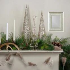 Northlight 17 .5 In. LED Lighted B/O Gold Glittered Wire Christmas C1 Tree - White Lights -Christmas Decor Shop northlight christmas centerpieces 34314440 31 1000