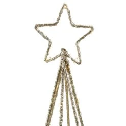 Northlight 17 .5 In. LED Lighted B/O Gold Glittered Wire Christmas C1 Tree - White Lights -Christmas Decor Shop northlight christmas centerpieces 34314440 c3 1000