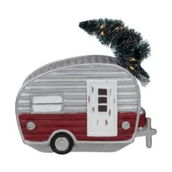 Northlight 8 .5 In. LED Lighted Camper With Pine Bough Christmas Decoration