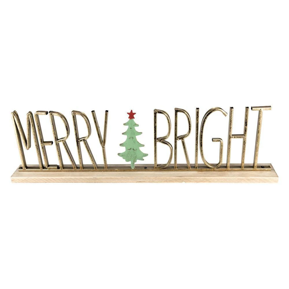 Northlight 23 .5" Gold Merry Bright Christmas Table Centerpiece 6 Northlight 23 .5" Gold Merry Bright Christmas Table Centerpiece - Image 4