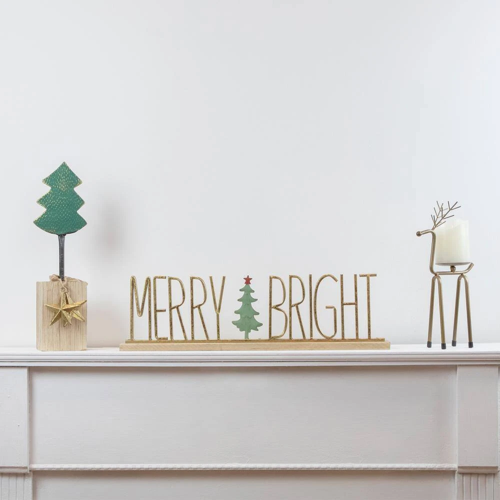 Northlight 23 .5" Gold Merry Bright Christmas Table Centerpiece 8 Northlight 23 .5" Gold Merry Bright Christmas Table Centerpiece - Image 6