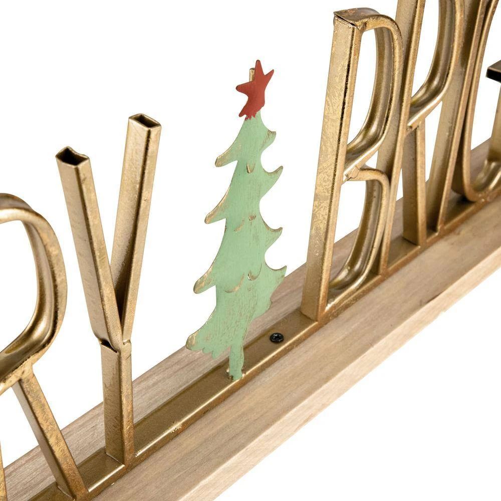 Northlight 23 .5" Gold Merry Bright Christmas Table Centerpiece 7 Northlight 23 .5" Gold Merry Bright Christmas Table Centerpiece - Image 5