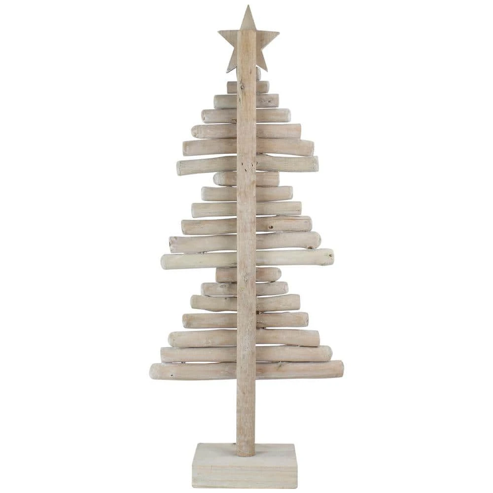 Northlight 25.5 In. Rustic Wooden Christmas Tree With Star Table Top Decor 5 Northlight 25.5 In. Rustic Wooden Christmas Tree With Star Table Top Decor - Image 3