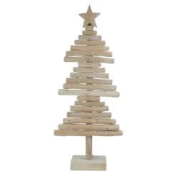 Northlight 25.5 In. Rustic Wooden Christmas Tree With Star Table Top Decor