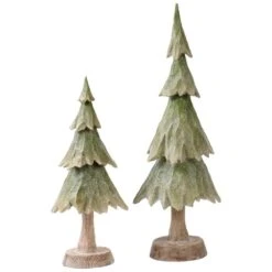 Northlight 15 " Green And Brown Textured Wood Grain Table Top Christmas Tree
