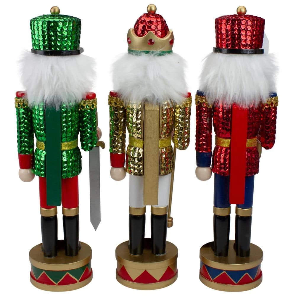 Northlight 14 In. Wooden Sequin Jacket Christmas Nutcracker Set Of 3 6 Northlight 14 In. Wooden Sequin Jacket Christmas Nutcracker Set Of 3 - Image 4