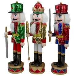 Northlight 14 In. Wooden Sequin Jacket Christmas Nutcracker Set Of 3 8 Northlight 14 In. Wooden Sequin Jacket Christmas Nutcracker Set Of 3 -Christmas Decor Shop northlight christmas figurines 31750631 4f 1000