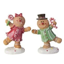 Northlight 6 In. Glitter Dusted Boy And Girl Gingerbread Kids Tabletop Figures (Set Of 2)